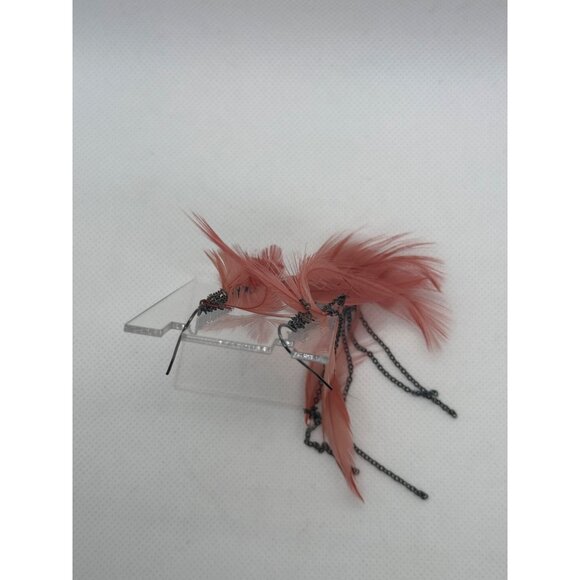 Long Dangling Feather Chain Earrings With Hook Closure - Picture 4 of 5